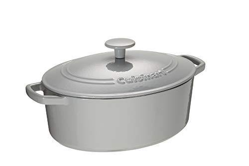 Cuisinart Chef's Classic Enameled Cast Iron 5.5-Quart Oval Covered Casserole, Enameled Cool Grey - JOY2ESpree