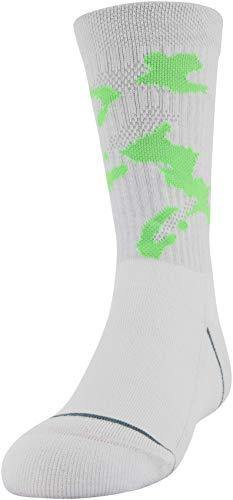 Under Armour Youth Phenom Crew Socks, 3-Pairs , Laser Green/White , Youth Large - JOY2ESpree