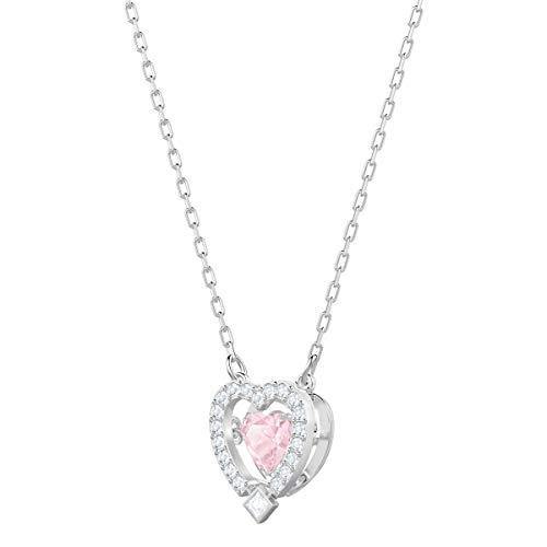 Swarovski Sparkling Dance Women's Heart Pendant Necklace with Pink and White Crystals on a Rhodium Plated Chain - JOY2ESpree