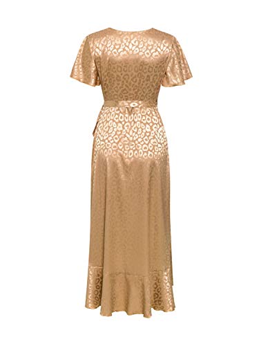 Miessial Women's Summer Chiffon V Neck Ruffle Maxi Dress Polka Dot Long Beach Wrap Dress