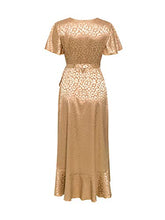 
                        
                          Load image into Gallery viewer, Miessial Women's Summer Chiffon V Neck Ruffle Maxi Dress Polka Dot Long Beach Wrap Dress
                        
                      