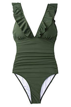 
                        
                          Muat gambar ke penampil Galeri, CUPSHE Women's V Neck One Piece Swimsuit Ruffled Lace Up Monokini
                        
                      