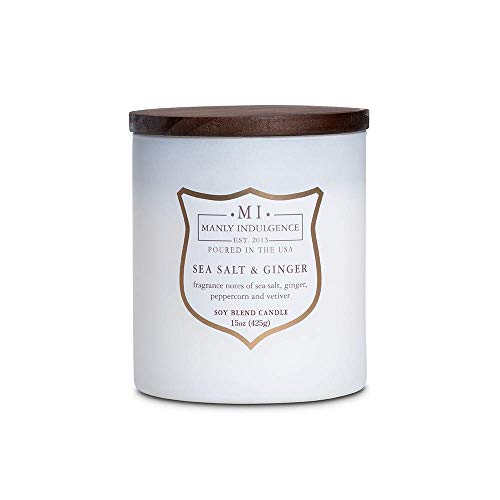 Manly Indulgence Sea Salt & Ginger Scented Jar Candle, 15 Oz, White