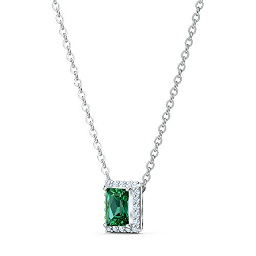 SWAROVSKI Women's Angelic Rectangular Jewelry Collection, Rhodium Finish, Green Crystals, Clear Crystals - JOY2ESpree
