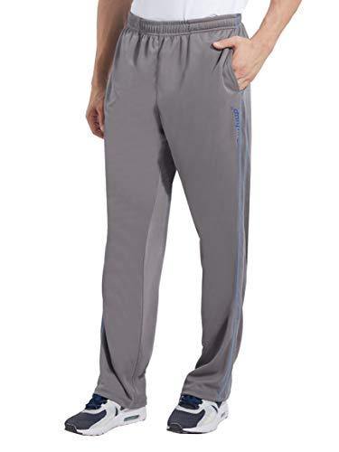 Duuluup Mens Jogger Sweatpants with Pockets Open Bottom Elastic Waist Workout Pants for Training Track Running - JOY2ESpree