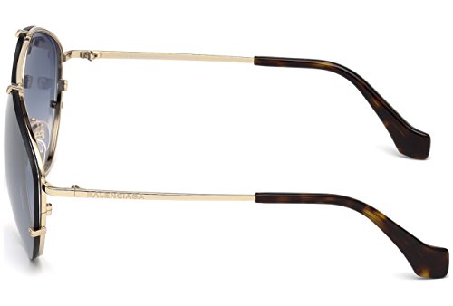 Balenciaga BA0085 Pale Gold Metal/Dark Havana Temple Tip/Gradient Smoke Flash Lens One Size