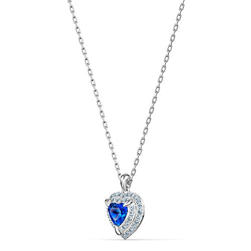 SWAROVSKI Women's One Heart Jewelry Collection, Rhodium Finish, Blue Crystals, Clear Crystals - JOY2ESpree