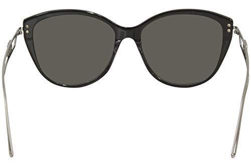 Balenciaga BB0057SK 001 Sunglasses Women's Black-Silver/Grey Lenses Cat Eye 55mm