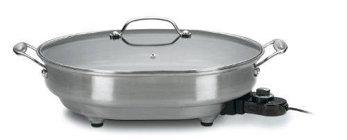 Cuisinart CSK-150 1500-Watt Nonstick Oval Electric Skillet,Brushed Stainless - JOY2ESpree