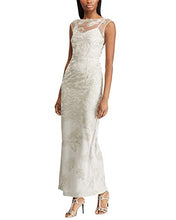 
                        
                          Cargar imagen en el visor de la galería, LAUREN RALPH LAUREN Womens Kirlene Illusion Floral Evening Dress Silver 2
                        
                      