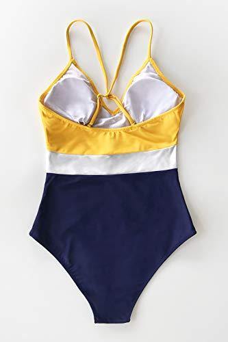 CUPSHE Women's One Piece Swimsuit V Neck Cross Back Color Block Beach Swimwear Bathing Suits - JOY2ESpree