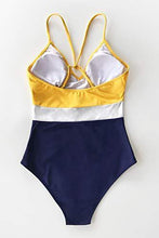 
                        
                          Cargar imagen en el visor de la galería, CUPSHE Women's One Piece Swimsuit V Neck Cross Back Color Block Beach Swimwear Bathing Suits - JOY2ESpree
                        
                      