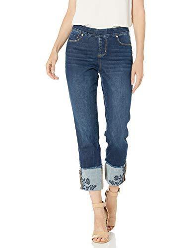 Jag Jeans Women's Lewis Straight Pull on Crop W/Embroidered Cuff