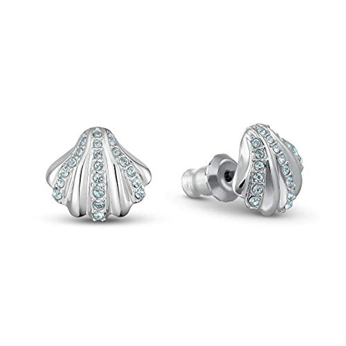 SWAROVSKI Women's Shell Jewelry Collection, Rhodium Finish, Aqua Blue Crystals - JOY2ESpree