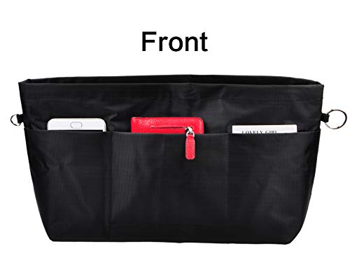Vercord Purse Organizer Insert Bag Tote Handbags Pocketbook Inserts Organizers Zipper 11 Pockets Black Medium
