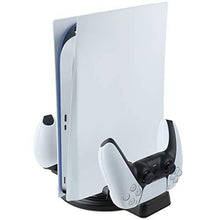 
                        
                          Load image into Gallery viewer, Vertical Stand for PS5 Console and PlayStation 5 Digital Edition, Charger for PS5 Dualsense Wireless Controller，PS5 Base - JOY2ESpree
                        
                      