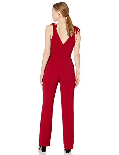Dress the Population Women's Maira Sleeveless Plunging Dress Jumpsuit W Bows
