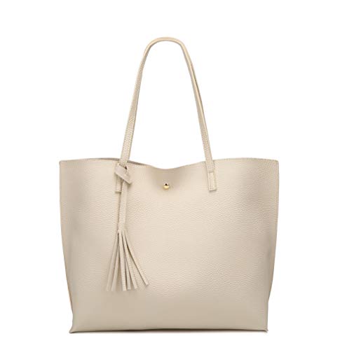 Women's Soft Faux Leather Tote Shoulder Bag from Dreubea, Big Capacity Tassel Handbag
