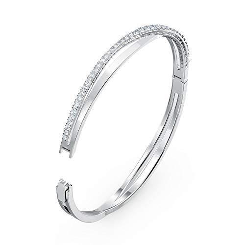 SWAROVSKI Women's Twist Rows Bracelet Collection, Rhodium Finish, Clear Crystals - JOY2ESpree