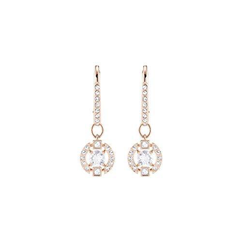 Swarovski Sparkling Dance Round Pierced Earrings, White, Rose Gold Plating - JOY2ESpree