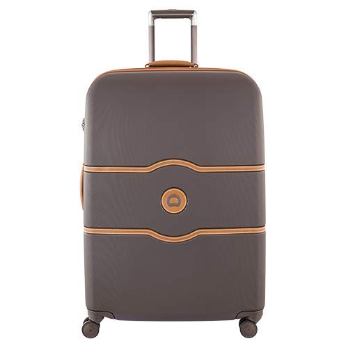 DELSEY Paris Chatelet Hardside Luggage with Spinner Wheels, Chocolate Brown, Checked-Large 28 Inch, with Brake