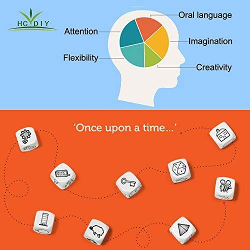 HCDIM HC DIY Happy Story Dice 9 Cubes Toys 54 Images Unlimited Stories Combinations Iconic Storytelling Game Imaginative Play for Kids - JOY2ESpree