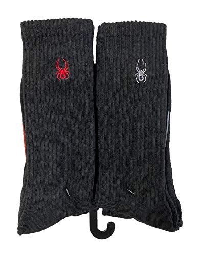 Spyder - 5-pair Crew Socks - Black with Stitched Logo, size 6-12