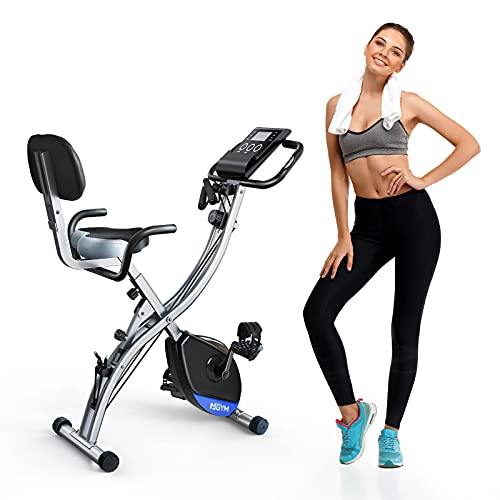 MGYM Folding Exercise Bike, Magnetic Resistance Stationary Fitness Bike 8-Levels Tension Adjustment Support Upright Recumbent - JOY2ESpree