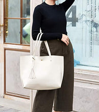 
                        
                          將圖片載入圖庫檢視器 Women's Soft Faux Leather Tote Shoulder Bag from Dreubea, Big Capacity Tassel Handbag
                        
                      