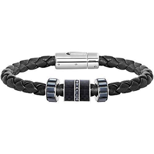 Swarovski Crystal Authentic Diagonal Black Medium Leather Bracelet - JOY2ESpree