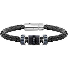 
                        
                          Load image into Gallery viewer, Swarovski Crystal Authentic Diagonal Black Medium Leather Bracelet - JOY2ESpree
                        
                      