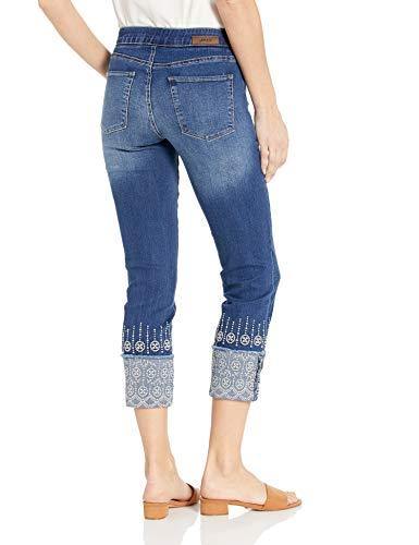 Jag Jeans Women's Lewis Straight Cuffed Pull on Crop with Embroidery