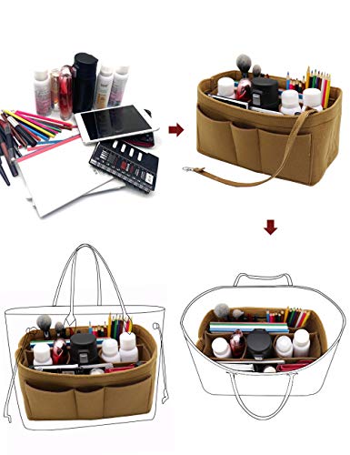 Felt Fabric Purse Tote Diaper Bag Organizer Insert Bag in Bag with Zipper Inner Pocket For Neverfull Speedy