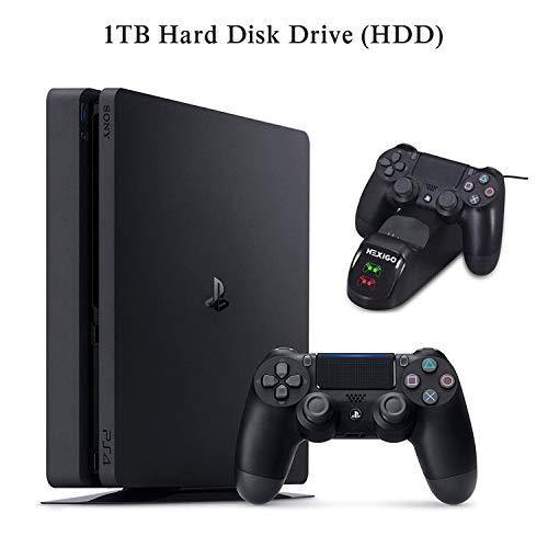 NexiGo 2020 Playstation 4 PS4 Slim 1TB Console Holiday Bundle, Light & Slim PS4 System, 1TB Hard Drive with NexiGo Charging Station Dock Bundle - JOY2ESpree