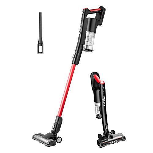 EUREKA Cordless Vacuum Cleaner, Hight Efficiency for All Carpet and Hardwood Floor LED Headlights, Convenient Stick and Handheld Vac, Basic Red - JOY2ESpree