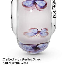 
                        
                          Load image into Gallery viewer, Pandora Jewelry Butterfly Pink Murano Glass Sterling Silver Charm - JOY2ESpree
                        
                      