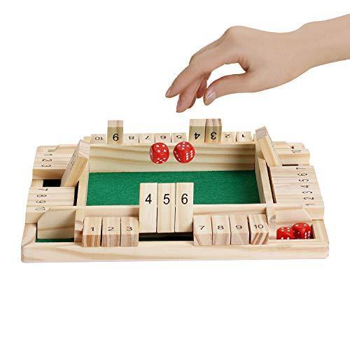 Win SPORTS Shut The Box Dice Game - Wooden Board Game for 2-4 Player - JOY2ESpree