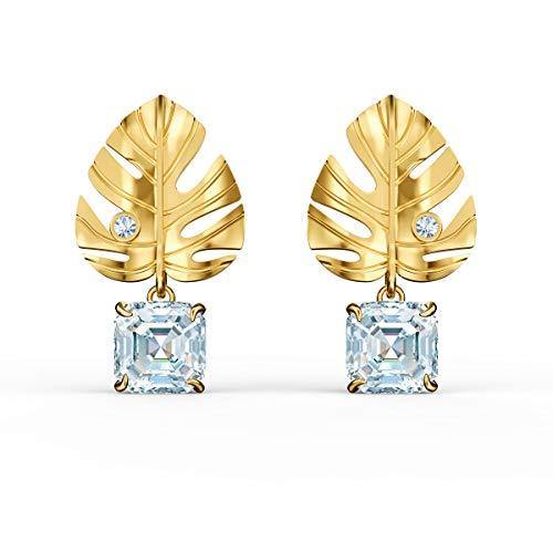 SWAROVSKI Women's Tropical Leaf and Parrot Design, Gold-Tone Finish, Necklace & Earrings Crystal Jewelry Collection - JOY2ESpree