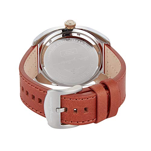 Tommy Bahama Men's Stainless Steel Japanese Quartz Leather Calfskin Strap, Brown, 22 Casual Watch (Model: 304357SLV040)
