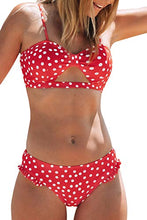 
                        
                          Load image into Gallery viewer, CUPSHE Women's Red Polka Dot Cutout Ruffles Back Hook Closure Bikini Sets
                        
                      