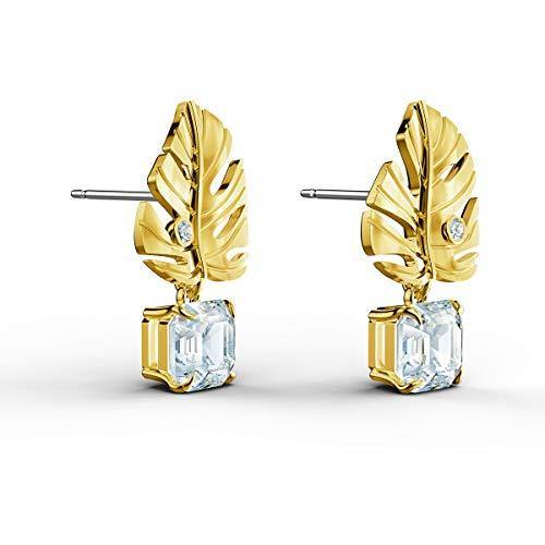 SWAROVSKI Women's Tropical Leaf and Parrot Design, Gold-Tone Finish, Necklace & Earrings Crystal Jewelry Collection - JOY2ESpree
