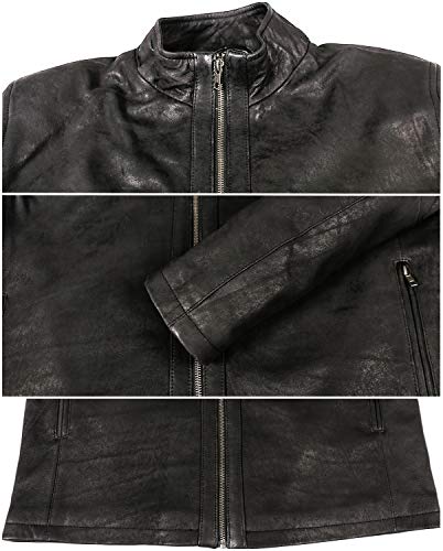 Laverapelle Men's Genuine Lambskin Leather Jacket (Black-Snaff, Custom, Polyester Lining)-1501135