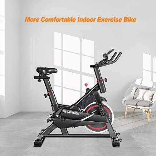 NEWFITMENT Indoor Cycling Bike Stationary, Belt Drive Workout Bike with Big Flywheel for Home,Cardio Training Cycle with LCD Monitor - JOY2ESpree