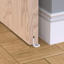 
                        
                          Load image into Gallery viewer, Sliding Closet Door Guides - White Barn Door Floor Guides (4 Pack) by Island Hardware
                        
                      