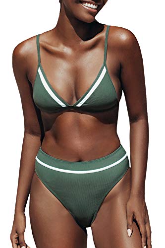 CUPSHE Women's High Waist Bikini Swimsuit Triangle Padded Two Piece Bathing Suit