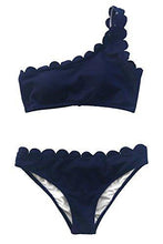 
                        
                          Load image into Gallery viewer, CUPSHE Women's Solid Wavy Edge One-Shoulder Bikini Set Rain of Petals - JOY2ESpree
                        
                      