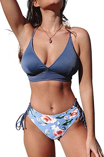 CUPSHE Women's Lace Up Bikini Swimsuit Adjustable Shoulder Straps Sets