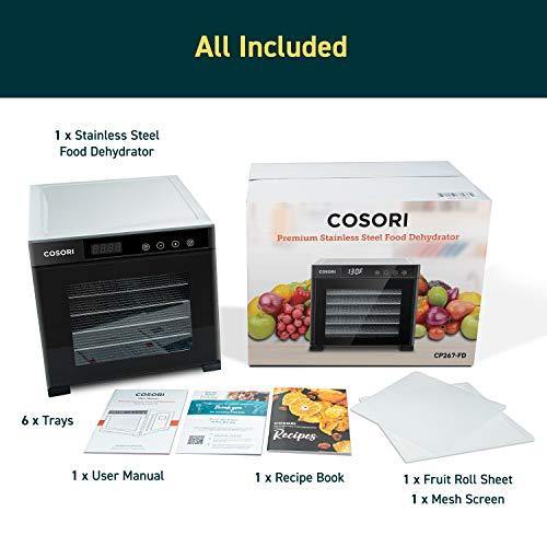 COSORI Premium Food Dehydrator Machine(50 Free Recipes), 6 Stainless Steel Trays with Digital Timer and Temperature Control - JOY2ESpree