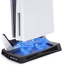 
                        
                          Load image into Gallery viewer, Vertical Stand with Cooling Fan for Playstation 5 and PS5 Digital Edition - JOY2ESpree
                        
                      