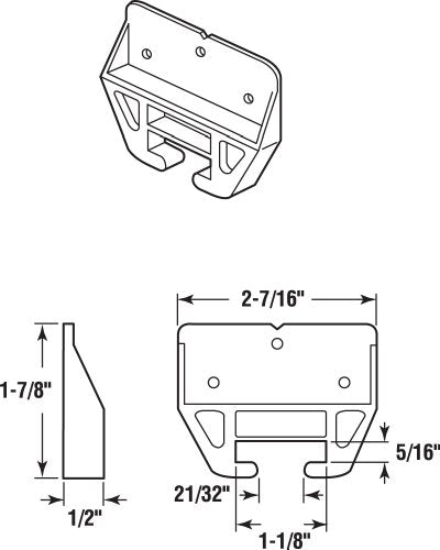 Prime-Line Products R 7221 Drawer Track Guide and Glides,(Pack of 2) , White , 2-7/16"